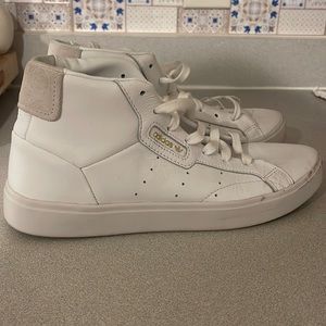 Adidas sleek mid, worn once. The shoes do have a broken shoelace.